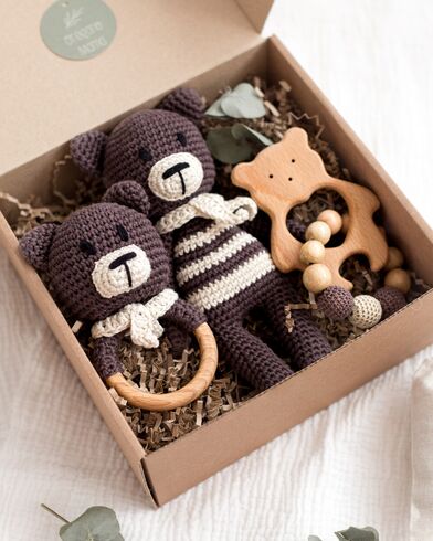 Подарок на рождение ребенка, мальчика, девочки, органические игрушки погремушки медведи