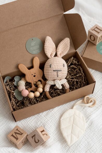 Подарочный набор игрушек для новорожденной девочки, зайчики