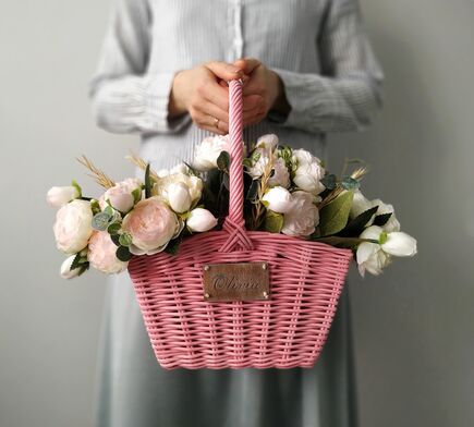 Pink flower girl basket