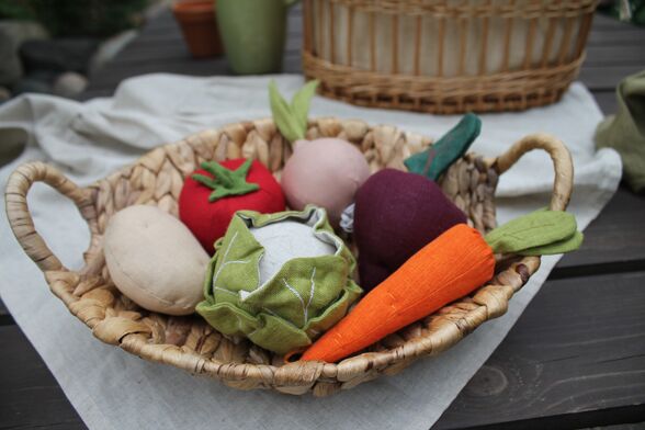 овощи из льна для детской кухни